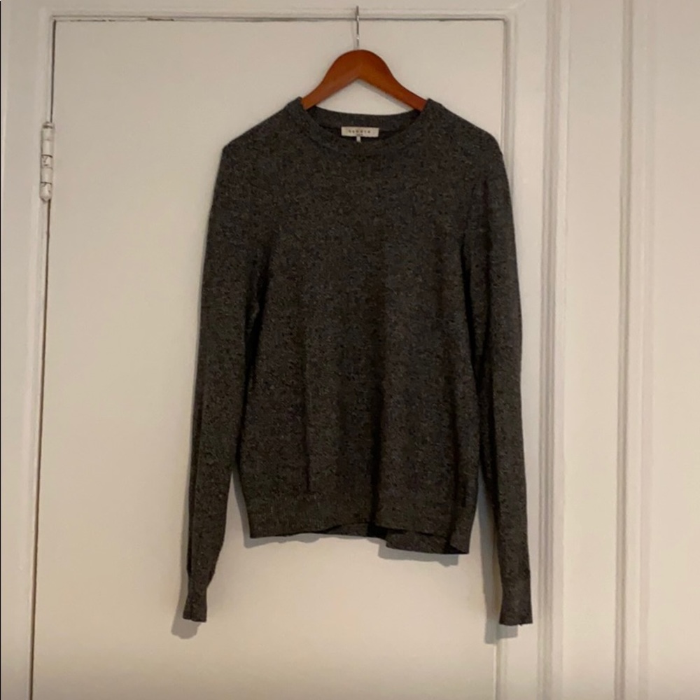 Sandro Paris Gray Textured Crewneck Sweater
